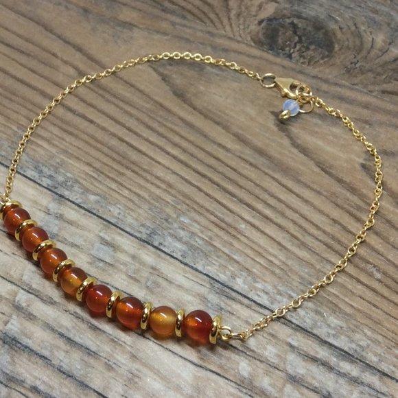 Carnelian anklet, 14k Gold filled, Sacral chakra, healing jewelry - Picture 2 of 8